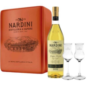 Confezione Grappa Nardini Riserva 3 anni latta + 2 calici 0,70 l Famiglia Nardini